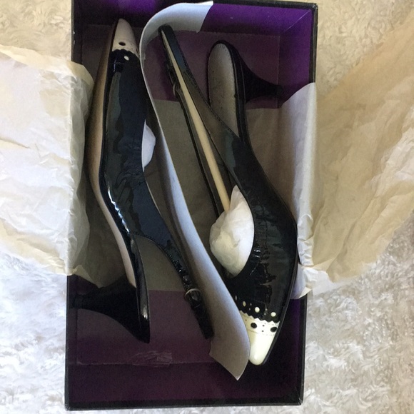 Two tone Kitten heels / Sling backs Wingtip - Picture 7 of 8